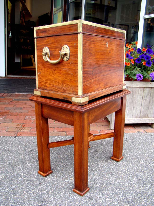 A stunning English Georgian brass bound Tulipwood Chest on Stand circa 1800-1825 — image 2